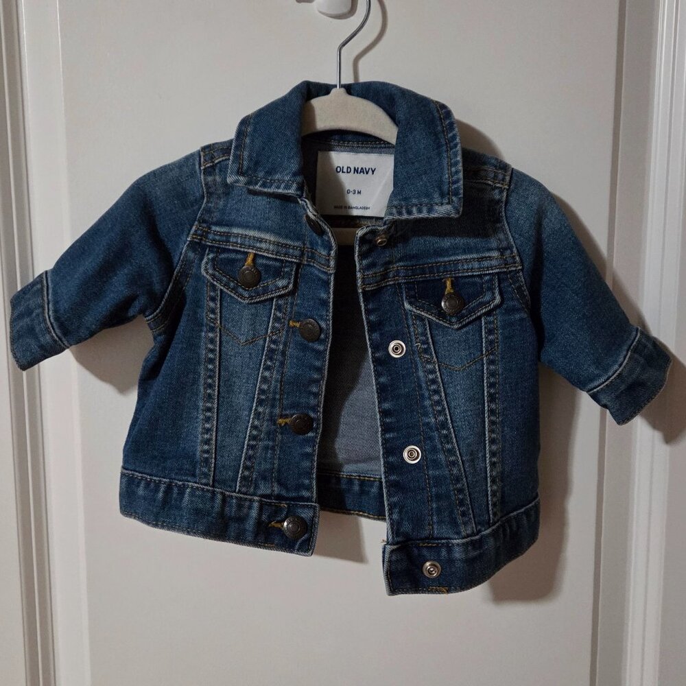 Baby Girl Jean Jacket, Onesie & Pants Set, size 0-3 months